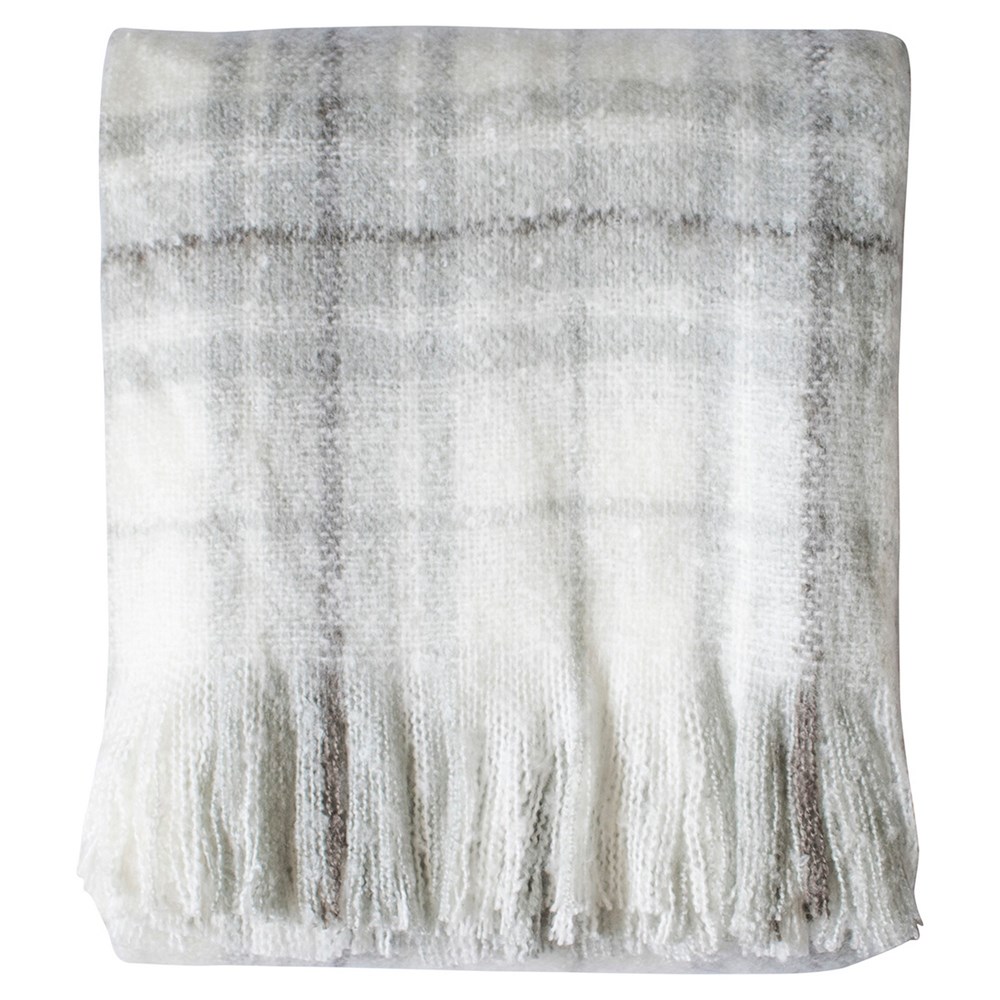 Check Faux Mohair Kilburn & Scott Throw in Grey